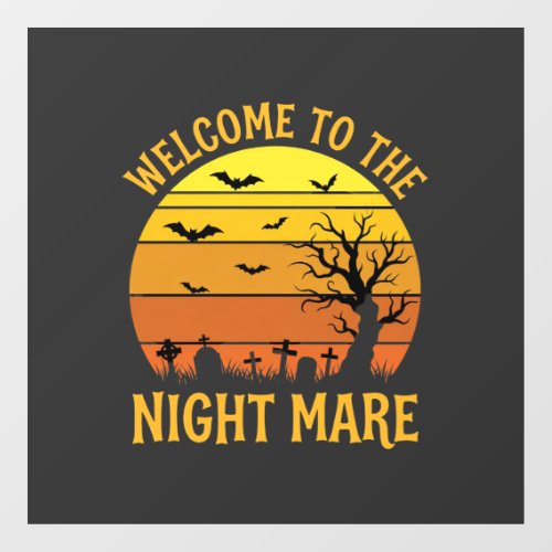 Halloween Nightmare Graveyard Sunset Retro Vector Window Cling