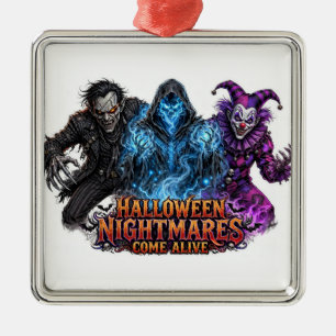 Halloween Nightmares Come Alive – Spooky Horror Metal Ornament