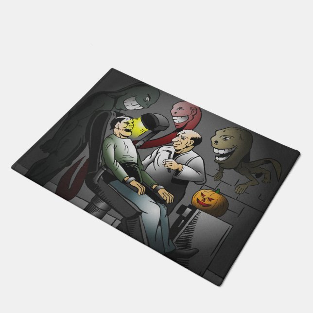 Halloween Night's Creepy Dentist Doormat (Angled)