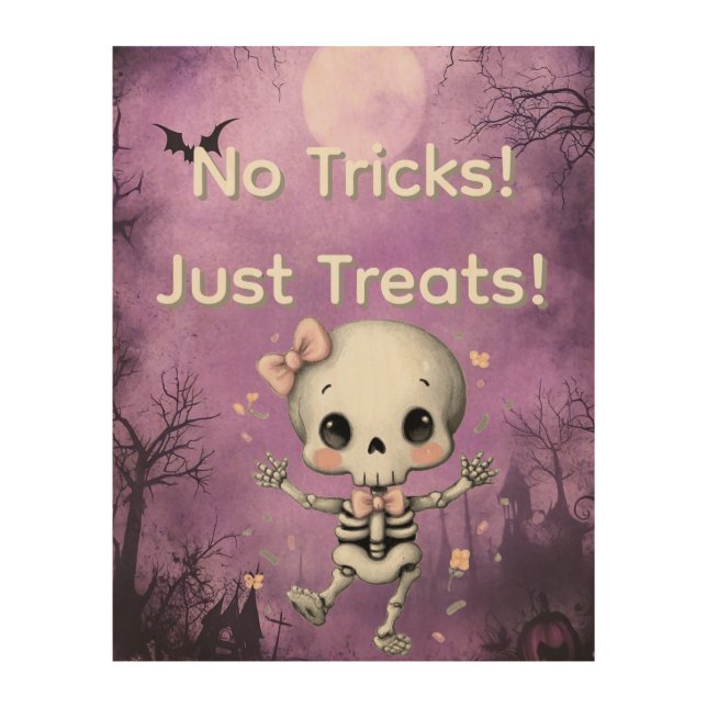 Halloween "No Tricks Just Treats" Wood Wall Art (Front)