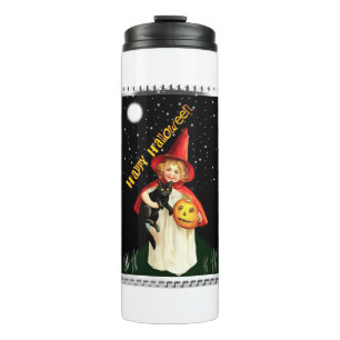 Halloween – Nostalgic Little Girl, Jack-o’-lantern Thermal Tumbler