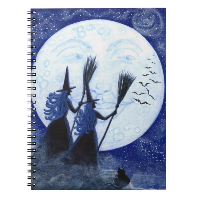 Halloween notebook, man in the moon,witches notebook (Front)