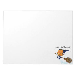 Halloween Notepad Witch Pumpkin Flying Broom