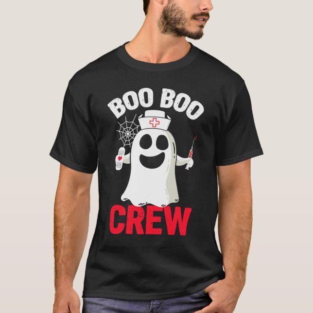 Halloween Nurse Boo Costume Men Boo Boo Crew Nurse T-Shirt (Front)