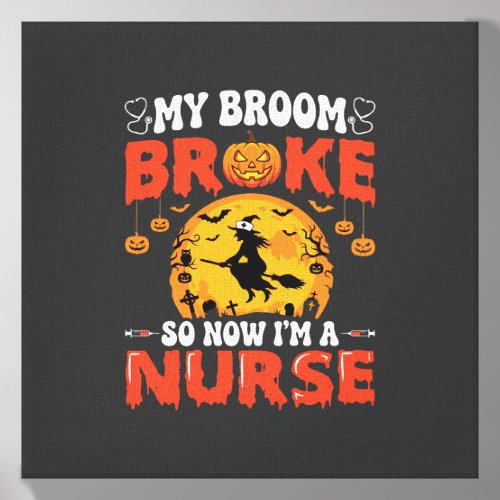 Halloween Nurse Broken Broom Witch Graphic Canvas Photo Tile