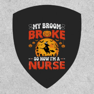 Halloween Nurse Broken Broom Witch Graphic Patch