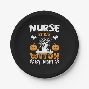 Halloween Nurse By Day Witch By Night Birthday Paper Plates