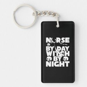 Halloween Nurse By Day Witch By Nights Keychain