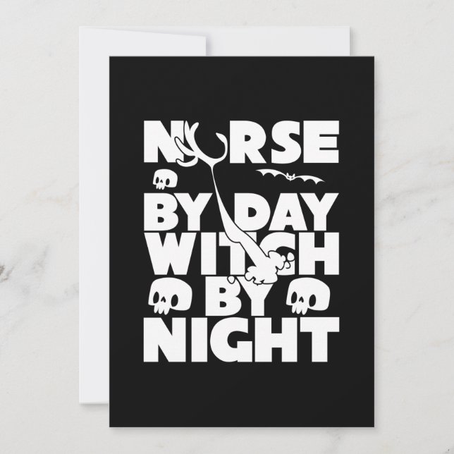 Halloween Nurse By Day Witch By Nights Save The Date (Front)