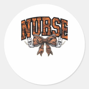 Halloween Nurse Coquette Bow Spooky Classic T-Shir Classic Round Sticker