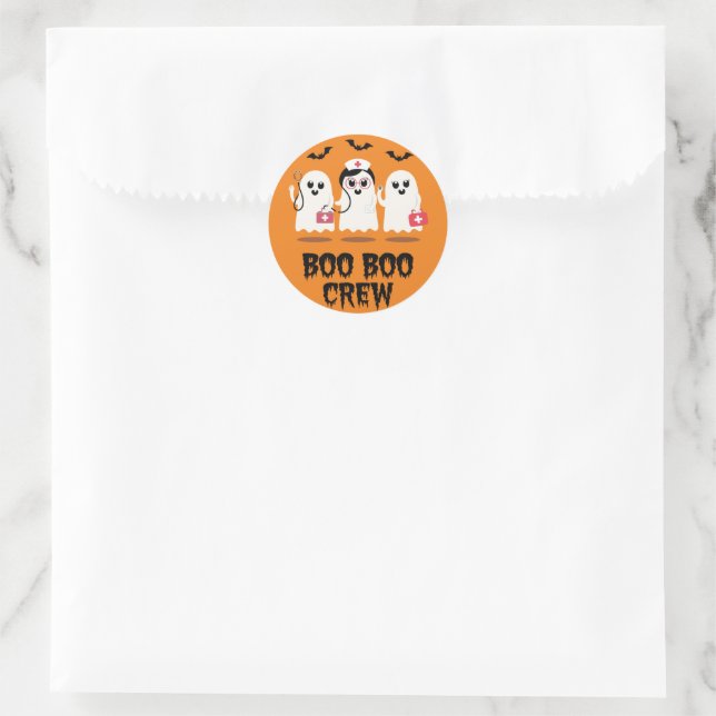 Halloween Nurse Cute Ghost Nurse  Classic Round Sticker (Bag)