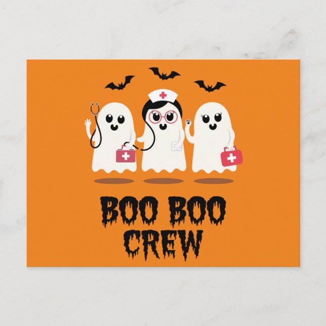 Halloween Nurse Cute Ghost Nurse  Postcard (Front)