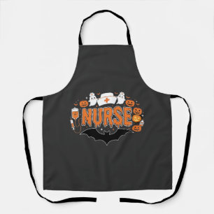 Halloween Nurse Dripping Pumpkin Ghost Vector Desi Apron