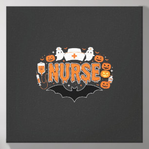Halloween Nurse Dripping Pumpkin Ghost Vector Desi Canvas Photo Tile