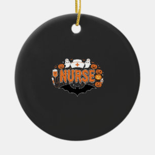 Halloween Nurse Dripping Pumpkin Ghost Vector Desi Ceramic Ornament