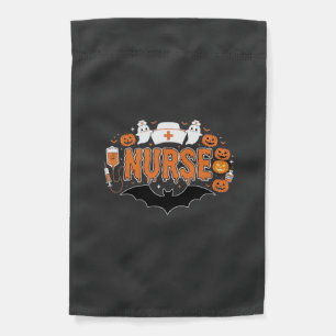 Halloween Nurse Dripping Pumpkin Ghost Vector Desi Garden Flag