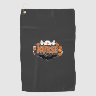 Halloween Nurse Dripping Pumpkin Ghost Vector Desi Golf Towel