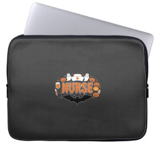 Halloween Nurse Dripping Pumpkin Ghost Vector Desi Laptop Sleeve