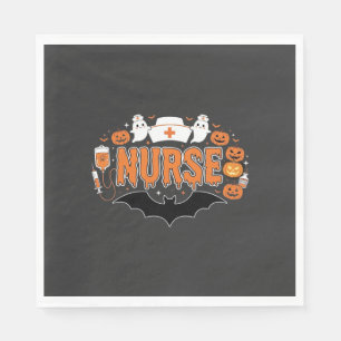 Halloween Nurse Dripping Pumpkin Ghost Vector Desi Napkins