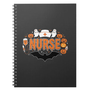 Halloween Nurse Dripping Pumpkin Ghost Vector Desi Notebook
