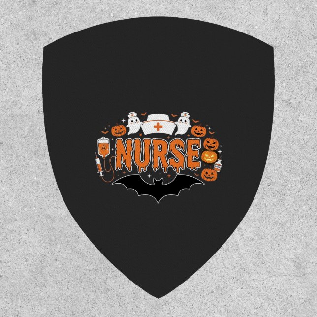 Halloween Nurse Dripping Pumpkin Ghost Vector Desi Patch (Front)