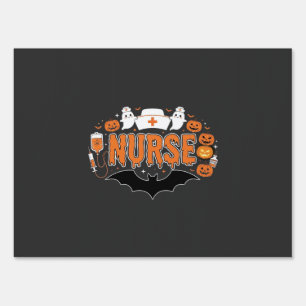 Halloween Nurse Dripping Pumpkin Ghost Vector Desi Sign