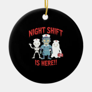 Halloween Nurse Funny Ghost Skeleton Zombie Essent Ceramic Ornament