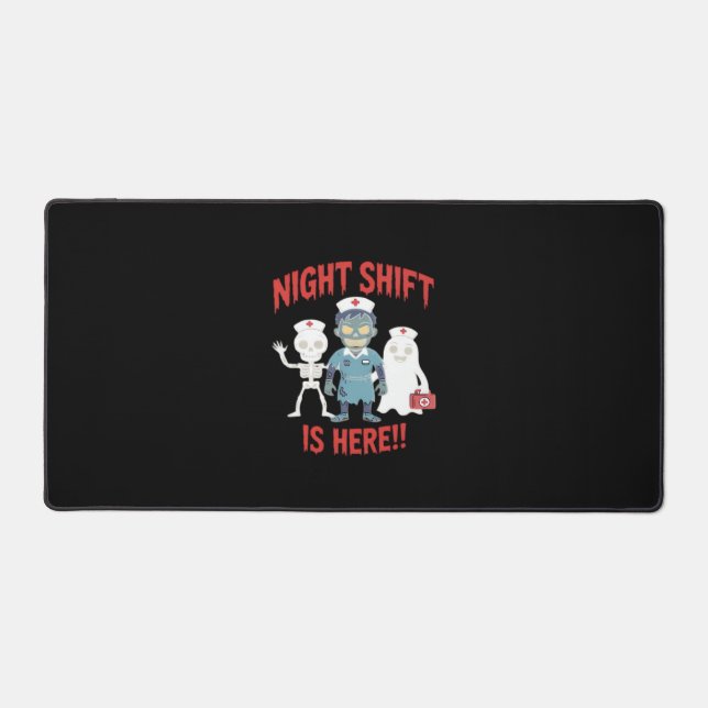 Halloween Nurse Funny Ghost Skeleton Zombie Essent Desk Mat (Front)
