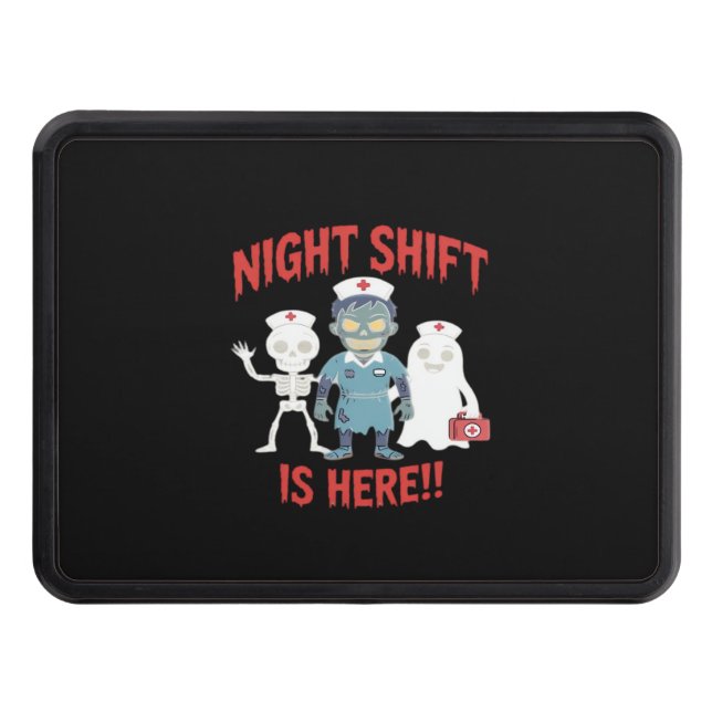 Halloween Nurse Funny Ghost Skeleton Zombie Essent Hitch Cover (Front)