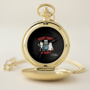 Halloween Nurse Funny Ghost Skeleton Zombie Essent Pocket Watch