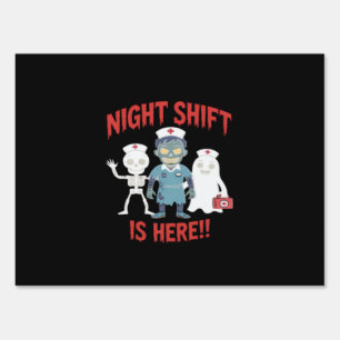 Halloween Nurse Funny Ghost Skeleton Zombie Essent Sign