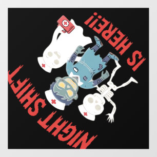 Halloween Nurse Funny Ghost Skeleton Zombie Essent Wall Decal