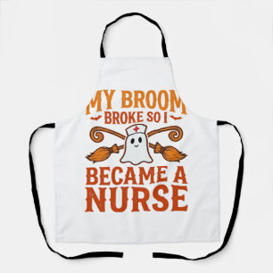 Halloween Nurse Ghost Broom Vintage Shirt Design_1 Apron