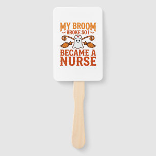 Halloween Nurse Ghost Broom Vintage Shirt Design_1 Hand Fan