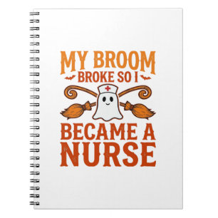 Halloween Nurse Ghost Broom Vintage Shirt Design_1 Notebook