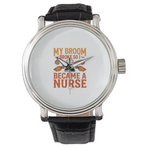 Halloween Nurse Ghost Broom Vintage Shirt Design_1 Watch