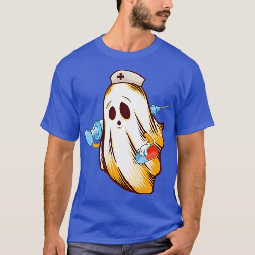 Halloween Nurse Ghost Scrub Nursing Cute For Women T_Shirt