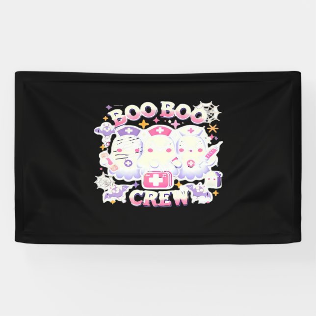 Halloween Nurse Ghost Squad Boo Boo Crew Funny Spo Banner (Horizontal)