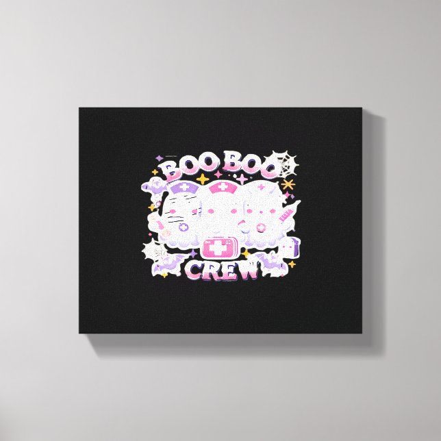Halloween Nurse Ghost Squad Boo Boo Crew Funny Spo Canvas Print (Front)