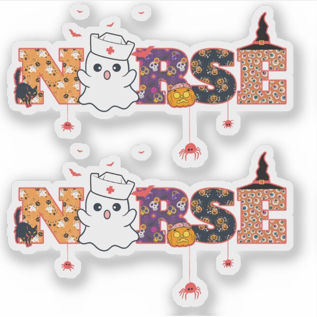 Halloween Nurse Ghost Sticker (Front)