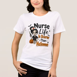 Halloween Nurse Humor Graphic T-Shirt Gift Tri-Blend Shirt