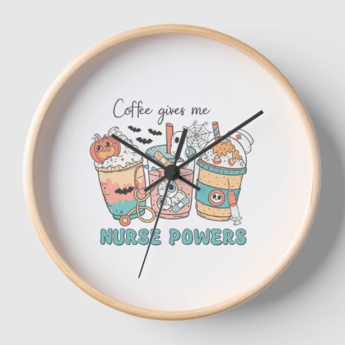 Halloween Nurse illustration coffee powers retro p Clock