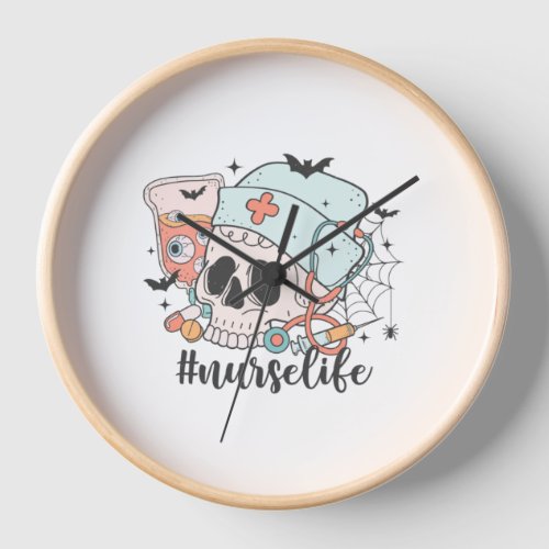 Halloween Nurse illustration nurse life   Clock