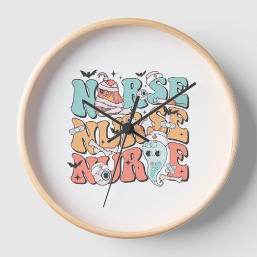 Halloween Nurse illustration pastel retro triple d Clock