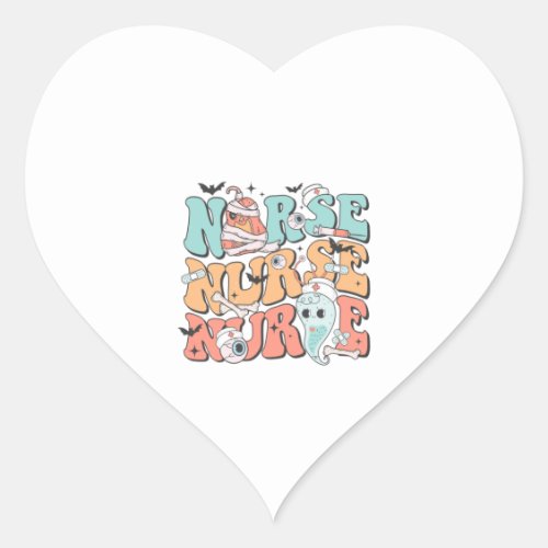Halloween Nurse illustration pastel retro triple d Heart Sticker