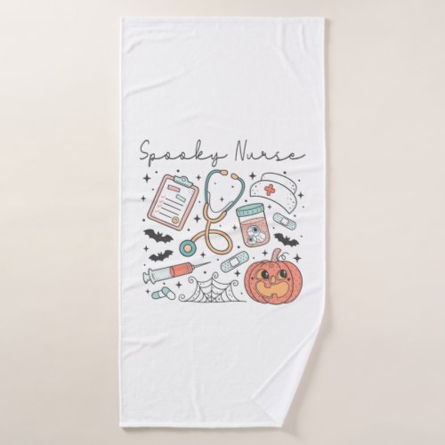Halloween Nurse illustration spooky nurse script   Bath Towel