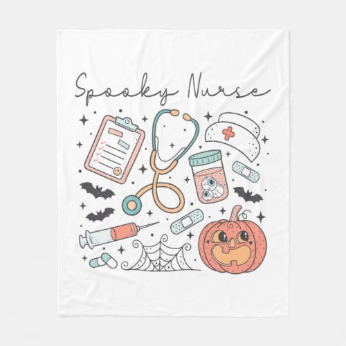 Halloween Nurse illustration spooky nurse script   Fleece Blanket