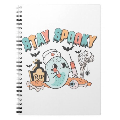 Halloween Nurse illustration stay spooky graveston Notebook