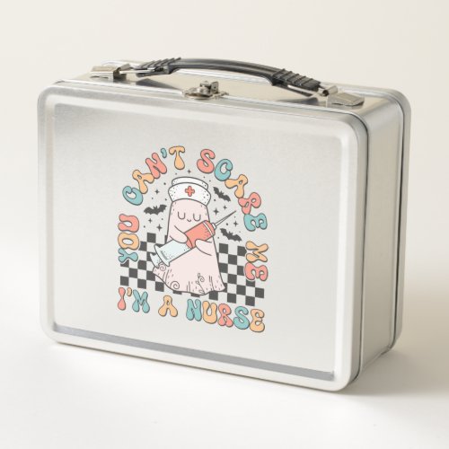 Halloween Nurse illustration you cant scare me pas Metal Lunch Box