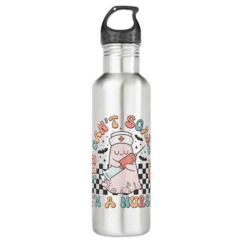 Halloween Nurse illustration you cant scare me pas Stainless Steel Water Bottle